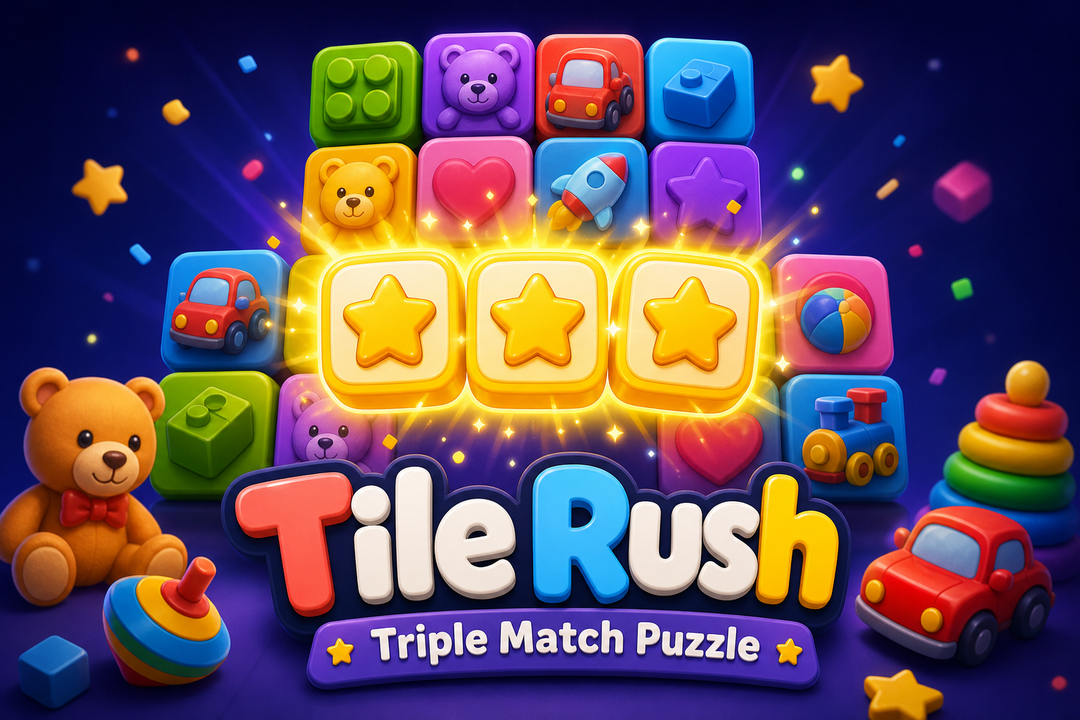 Tile Rush — Colorful triple-match puzzle with toy-themed tiles